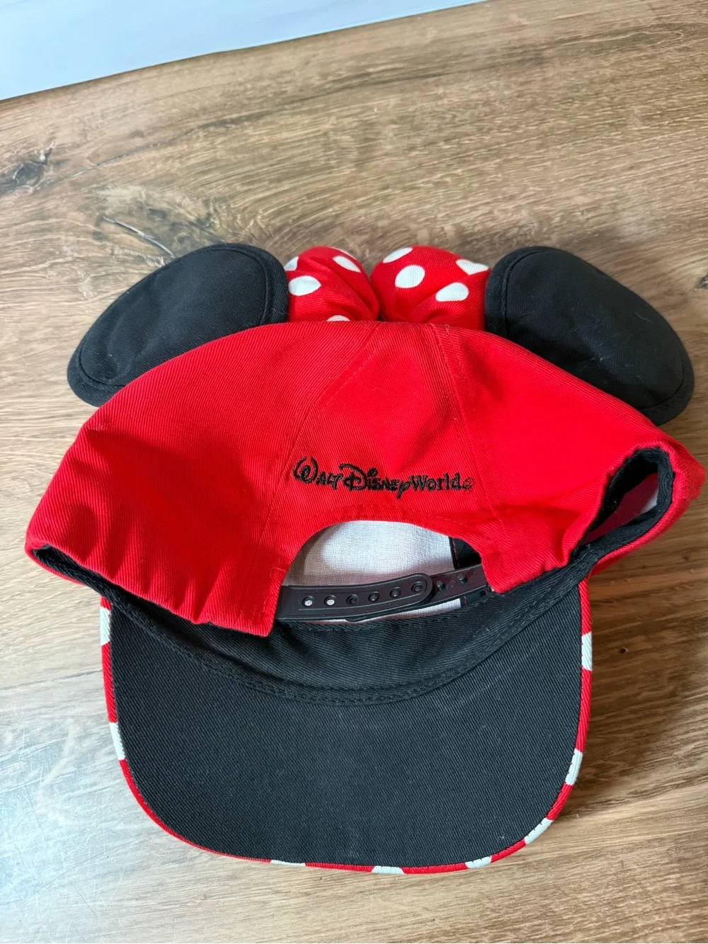 Disney Parks Minnie Mouse Youth Ear Baseball Cap Red Polka Dot Hat